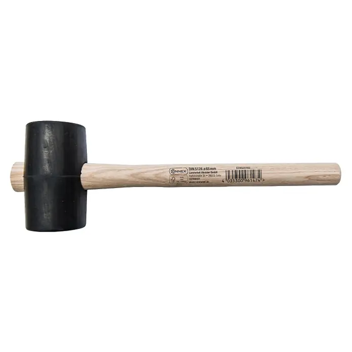 Mazo - Plástico, Diámetro de vástago: 65 mm - Mazo de goma con mango de madera robusto, ideal para proyectos de construcción y bricolaje.
