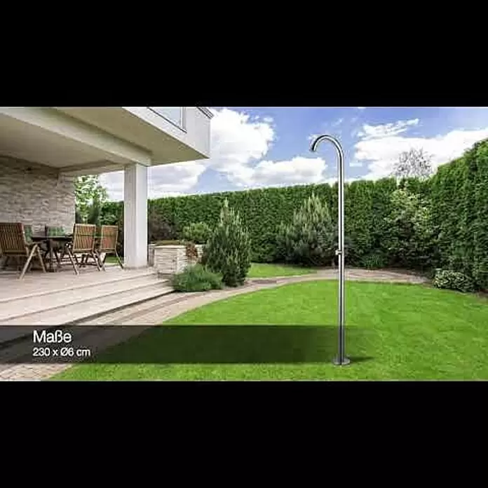 GardWell Pooldusche Curve - Höhe: 230 cm, Edelstahl, Silber - Exclusive Curve - Outdoor-Dusche fr Garten, Sauna oder Pool