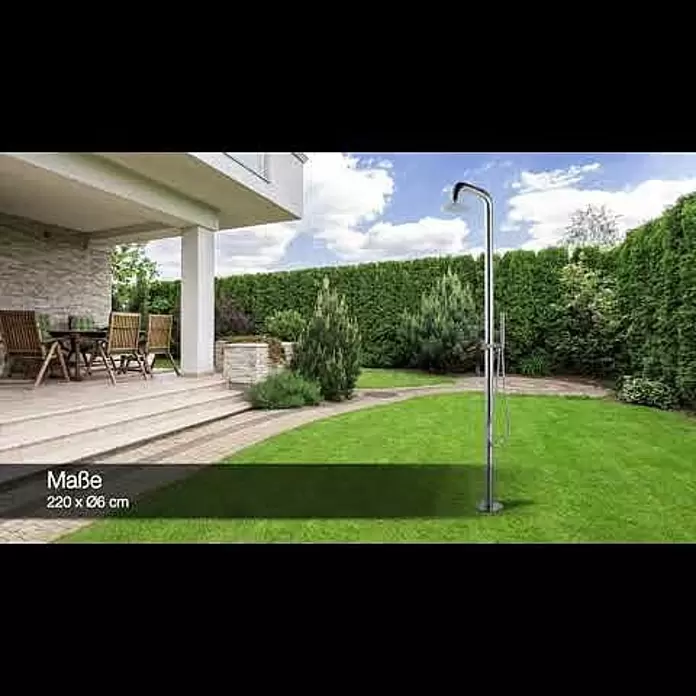 GardWell Pooldusche Sensation - Höhe: 220 cm, Edelstahl, Silber - Premium Sensation - Outdoor-Dusche fr Garten, Sauna oder Pool