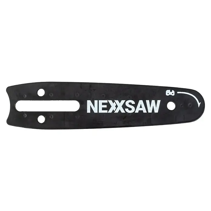 Batavia Sägeschwert - Passend für: Batavia Akku-Kettensäge Nexxsaw V3.1 - Schwarze Nexxsaw-Kettensägenführungsschiene mit Montagebohrungen und Spannungseinstellungsanzeige für präzise Schnitte.