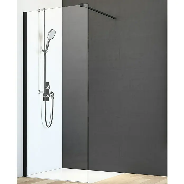 Camargue Vario Duschwand B8 - B x H: 100 x 191,5 cm, Beschichtet, Schwarz - Elegantes Duschpaneel mit Handbrause, Armatur und minimalistischer Glaswand.