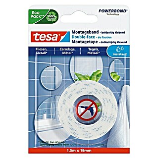 Tesa Montagetape (Geschikt voor: Tegels, Vochtige ruimte, 1,5 m x 19 mm)