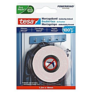 Tesa Montagetape (Geschikt voor: Tegels, Belastbaarheid: 100 kg/m, 1,5 m x 19 mm)