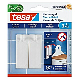 Tesa Klevende spijker (Geschikt voor: Tegels, Belastbaarheid: 3 kg, 2 st., Wit)