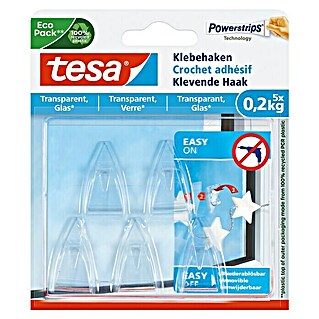 Tesa Kleefhaak (Geschikt voor: Glas, Belastbaarheid: 0,2 kg, 5 st., Transparant)