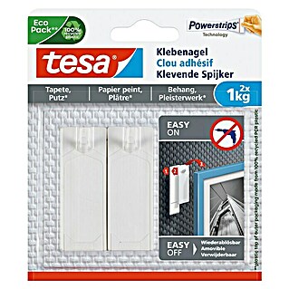 Tesa Klevende spijker (Geschikt voor: Behang, Belastbaarheid: 1 kg, 2 st., Wit)