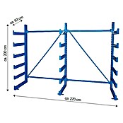 Regalux Metall-Kragarmregal (63 x 270 x 200 cm, Belastbarkeit: 200 kg pro Tragarm)