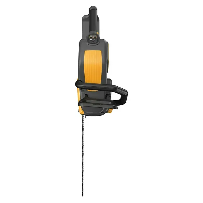Stiga Akku-Kettensäge CS 700E (14") - 48 V, Ohne Akku, Schwertlänge: 35 cm - Aufsicht einer gelb-schwarzen Kettensäge, ein Werkzeug zum Schneiden von Bäumen.