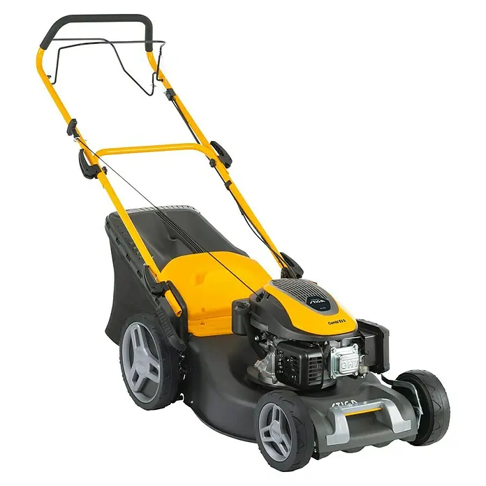 Stiga Benzin-Rasenmäher Combi 53 S - Schnittbreite: 51 mm, 166 cm³, 2,6 kW - Der gelb-schwarze Stiga Combi 53 S Rasenmäher für den perfekten Rasenschnitt im Garten. Einfach zu bedienen und effizient.