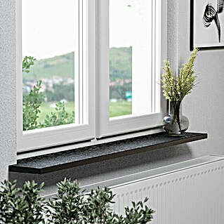 Fensterbank Assoluto Black softgebürstet (113 x 20 x 2 cm, Schwarz, Naturstein)