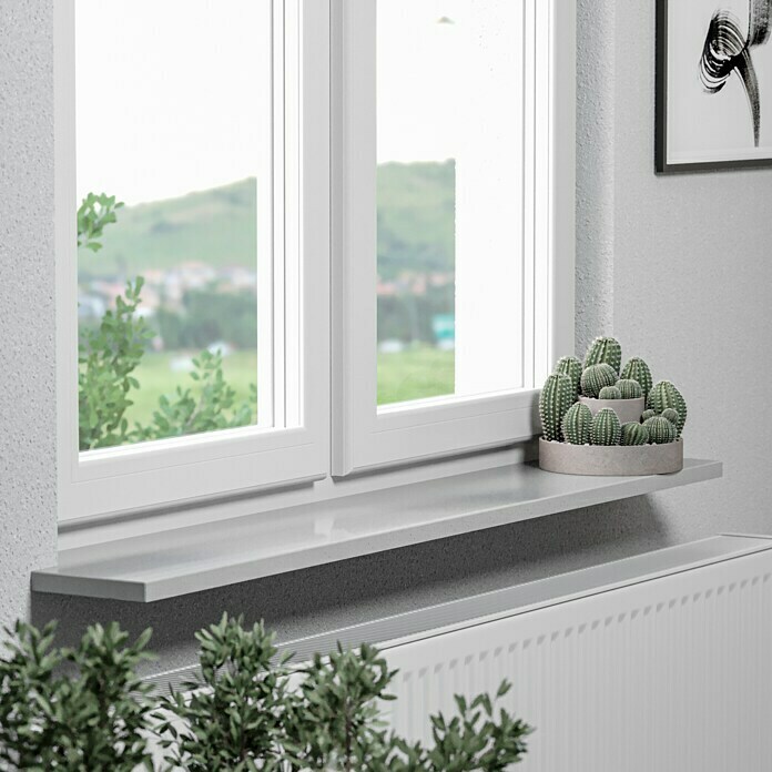 Fensterbank Silver Grey Micro (113 x 20 x 2 cm, Hellgrau, Poliert)