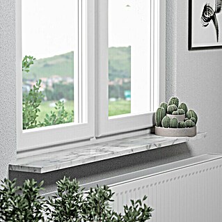 Fensterbank Mountain White Micro (151 x 25 x 2 cm, Weiß, Agglo-Marmor)