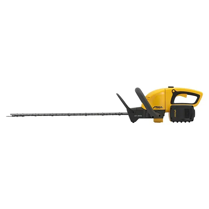 Stiga Akku-Heckenschere HT 300E - 2 Akkus, Schnittlänge: 54 cm - Die Stiga HT 300e Akku-Heckenschere ist ein leistungsstarkes Gartengerät zum Trimmen von Hecken mit hoher Präzision und Effizienz.