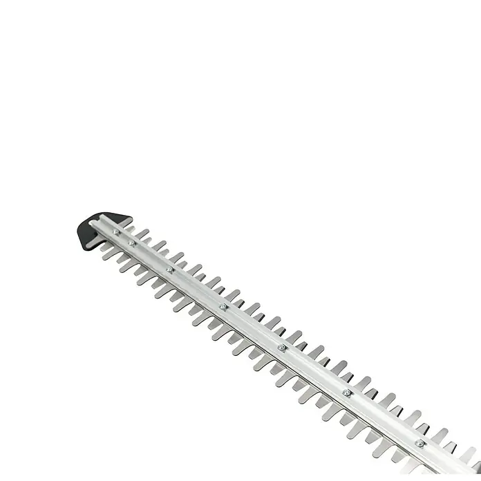 Stiga Akku-Heckenschere HT 300E - 2 Akkus, Schnittlänge: 54 cm - Detailaufnahme der scharfen Klingen einer Heckenschere, ideal für präzise Gartenarbeit und Formgebung von Hecken.