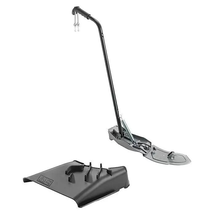Stiga Mulch-Kit für Rasenmäher MPD-R66 inkl. Seitenauswurf - Stiga Rasentraktoren - Rasenmäher-Griffbaugruppe mit grauem Höhenverstellfuß und separatem schwarzem Kunststoff-Grasabweiser.