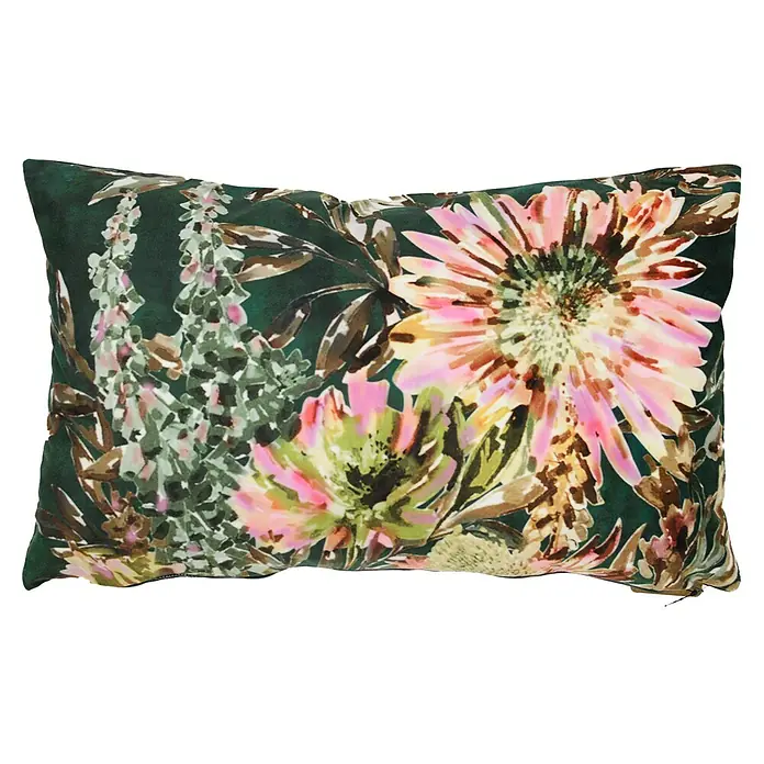 Kissen Arne - Greener Pastures, 50 x 30 cm, 100 % Polyester - Dekokissen mit Blumenmuster in Rosa- und Grüntönen, ideal für die stilvolle Wohnraumgestaltung.
