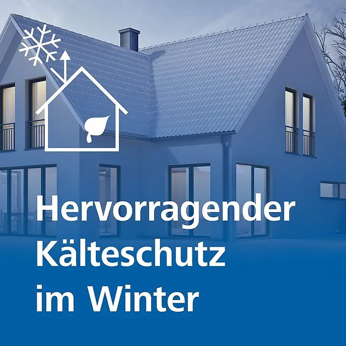 Steico Holzfaserdämmplatte protect - 1.325 x 600 mm, Stärke: 40 mm, Wärmeleitfähigkeit: 0,048 W/(mK) - Haus mit exzellentem Kälteschutz im Winter. Hervorragende Isolierung hält die Wärme drinnen.