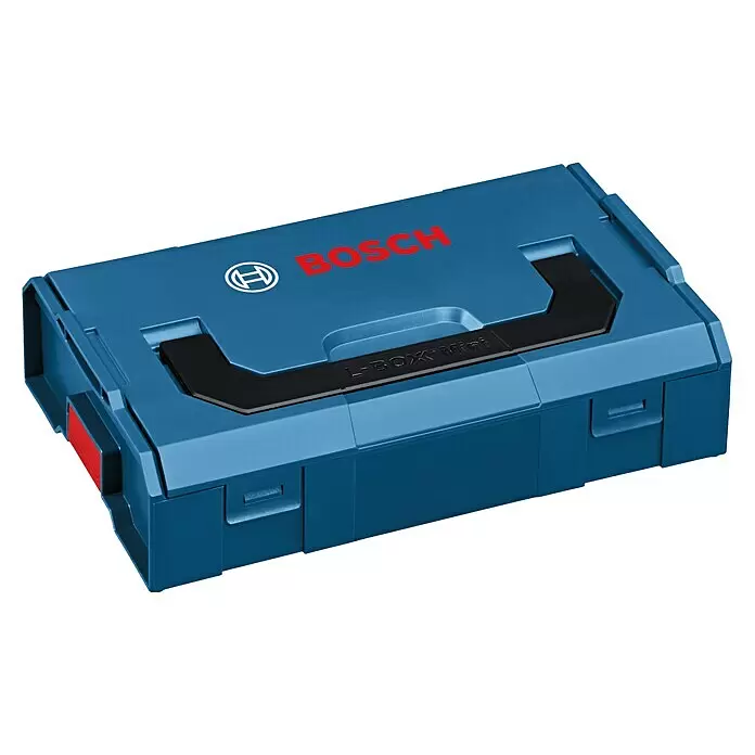 Bosch Professional Werkzeugkoffer LT-Boxx 170 - L x B x H: 44 x 34,5 x 18,5 cm, ABS - Blaue Bosch L-BOXX Mini Aufbewahrungsbox mit schwarzem Griff und roten Verschlüssen zur Organisation von Kleinteilen.