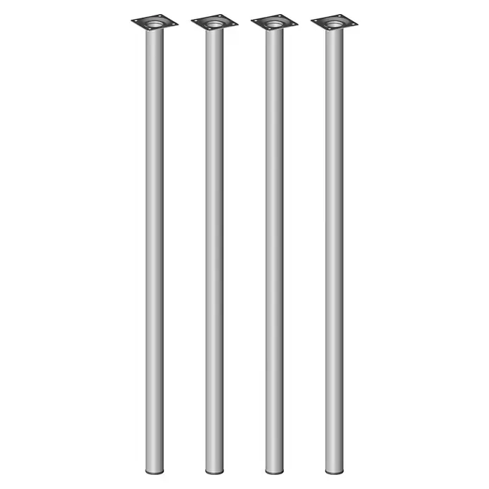 Element System Set de patas de mueble Borgoña - Ø x Al: 3 x 80 cm, Capacidad de carga: 50 kg, Acero, Aluminio blanco, 4 ud. - Patas de mesa plateadas: Juego de cuatro patas de mesa plateadas, elegantes y resistentes. Perfecto para dar un toque moderno a tus mesas.