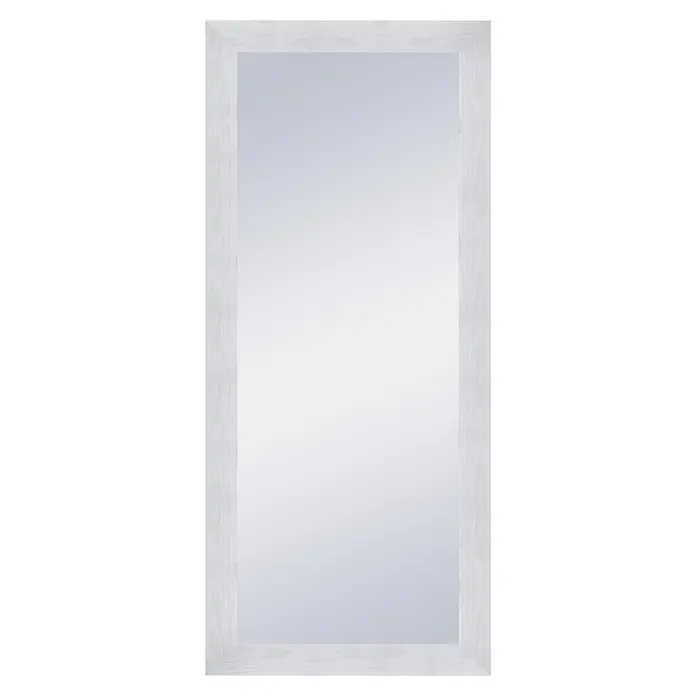 Espejo de pared XL - 78 x 178 cm, Blanco - Un espejo rectangular con un marco de madera blanca rústica, que proporciona una estética luminosa y limpia para cualquier habitación.