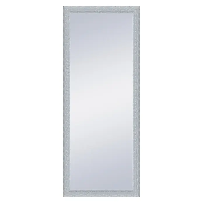 Espejo de pared DM Lisboa - 54 x 144 cm, Plateado - Un espejo delgado y rectangular con un marco plateado texturizado, que proporciona un toque moderno y elegante.