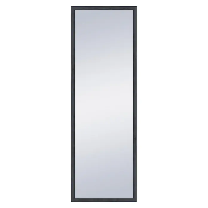 Espejo de pared Pirámide - 44 x 134 cm, Negro - Espejo rectangular moderno con marco delgado y oscuro. Ideal para pasillos, baños o dormitorios para ampliar visualmente los espacios.