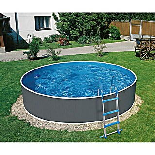 myPool Stahlwand-Pool New Splash (Ø x H: 350 x 90 cm, Grau, 7.800 l)