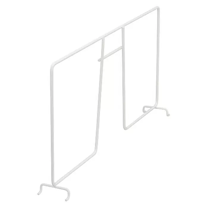Elfa Classic by Elfa Regal - L x B x H: 41,1 x 4,4 x 20 cm, Farbe: Weiß - Weißer Drahtregalteiler mit mehreren vertikalen Stützen und gebogenen Füßen zur Organisation.