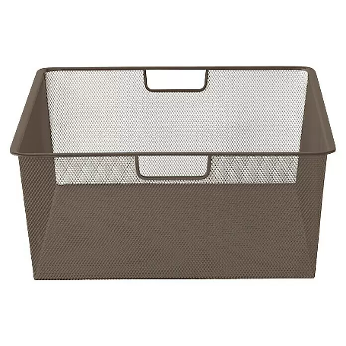 Elfa Classic by Elfa Gitterkorb für Korbregalsystem - L x B x H: 40 x 40 x 18 cm, Graphite - Dunkelbrauner Metallgitter-Aufbewahrungskorb mit integrierten Griffen.