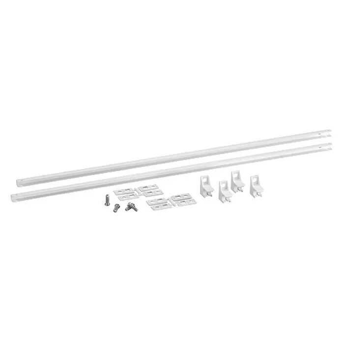Elfa Classic by Elfa Laufschiene - Länge: 54 cm, Passend für: Regalsystem Classic by Elfa - Weiße modulare Schienensystemteile: zwei Schienen, vier Montageplatten, vier L-Winkel und Schrauben.
