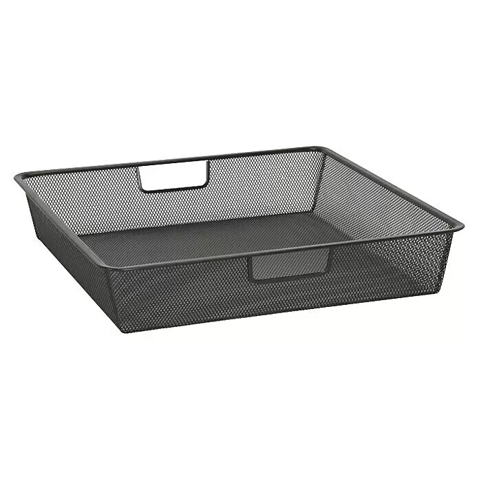 Elfa Classic by Elfa Gitterkorb für Auszug - L x B x H: 40 x 45 x 8 cm, Graphite - Dunkelgrauer Metall-Netz-Aufbewahrungskorb mit integrierten Griffen.