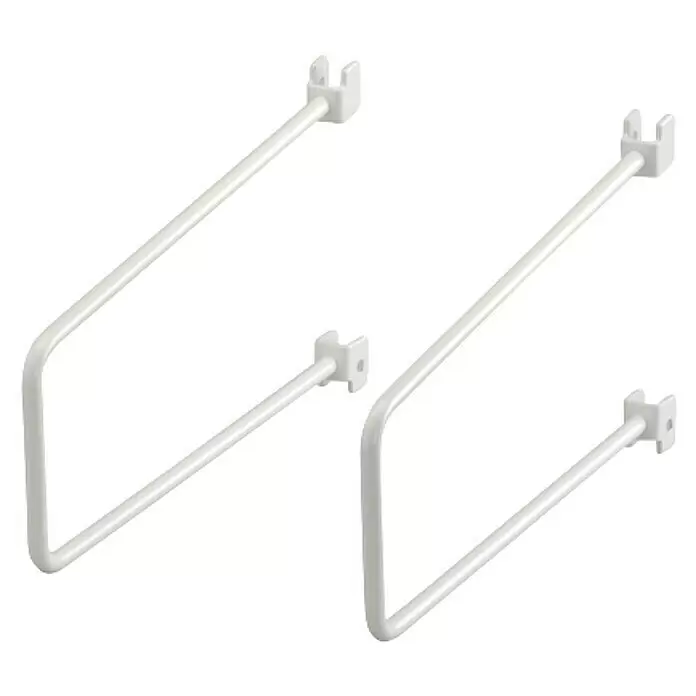 Elfa Classic by Elfa Buchstütze für Wandleiste - L x B x H: 20 x 1,9 x 7,5 cm, Weiß, 2 Stk. - Zwei weiße U-förmige Metallschienen mit integrierten Montagehalterungen.