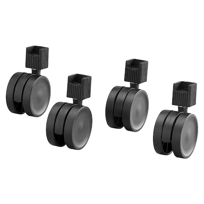 Elfa Classic by Elfa Rollen-Set für Korbregalsystem - Passend für: Regalsystem Classic by Elfa, 4 Stk. - Vier schwarze Doppelrollen mit quadratischem Stiel.