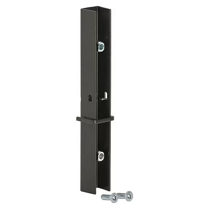 Elfa Classic by Elfa Adapter - L x B x H: 2,3 x 2,5 x 16 cm, Graphit - Dunkelgrauer Metall-C-Profilbügel mit zwei Muttern, schwarzem Kunststoffring und zwei silbernen Schrauben mit Torx-Antrieb.