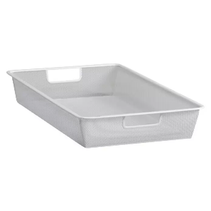 Elfa Classic by Elfa Gitterkorb für Korbregalsystem - L x B x H: 52,7 x 32,7 x 8,5 cm, Weiß - Weißes Aufbewahrungsfach aus Metallgitter mit integrierten Griffen.