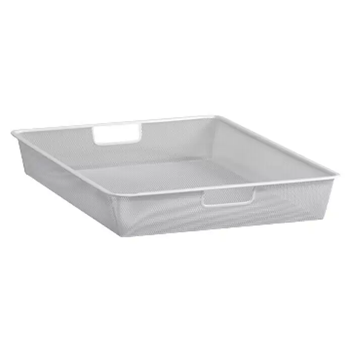 Elfa Classic by Elfa Gitterkorb für Korbregalsystem - L x B x H: 52,7 x 42,7 x 8,5 cm, Weiß - Weißer rechteckiger Gitterkorb aus Metall mit integrierten Griffen.