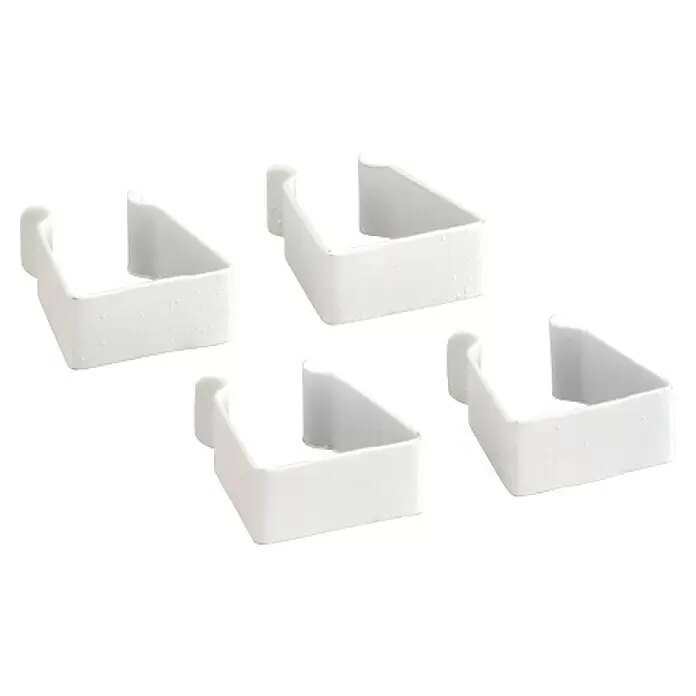 Elfa Classic by Elfa Korb - L x B x H: 2,6 x 2,2 x 1 cm, Weiß, 4 Stk. - Vier weiße U-förmige Befestigungsklammern.