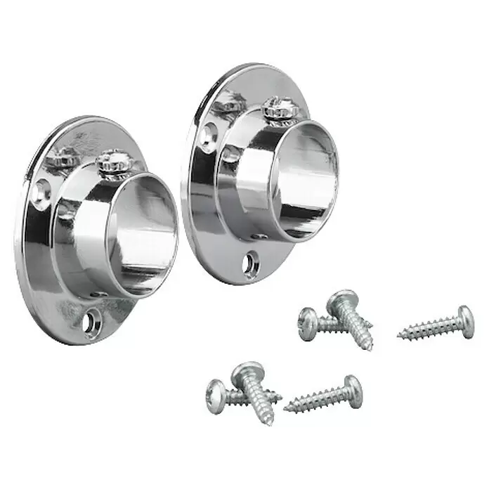 Elfa Classic by Elfa Kleiderstangenhalter - Metall, Silber - Zwei verchromte runde Kleiderstangenhalterungen mit Befestigungsschrauben.