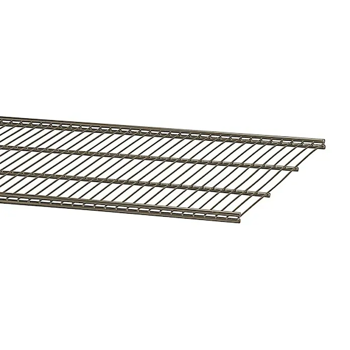 Elfa Classic by Elfa Gitterfachboden - L x B x H: 40 x 45 x 1,4 cm, Graphite - Draufsicht auf einen verchromten, rechteckigen Geschirrspülerkorb mit horizontalen und diagonalen Metalldrähten für optimale Stabilität und Nutzung.