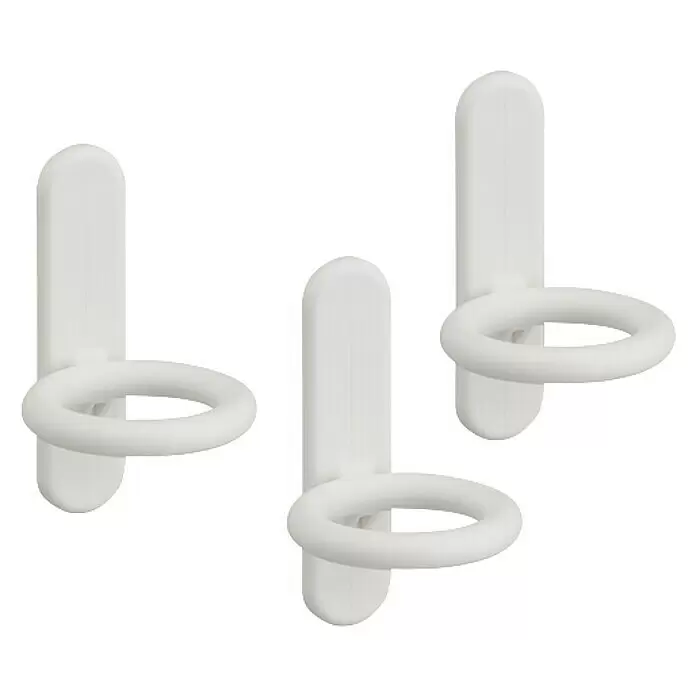 Elfa Classic by Elfa Ringhaken - Weiß, Passend für: Regalsystem Classic by Elfa, 3 Stk. - Drei weiße Kunststoffhalter für Shampoo- oder Duschgelflaschen.