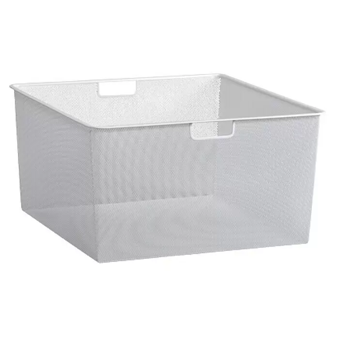 Elfa Classic by Elfa Gitterkorb für Korbregalsystem - L x B x H: 52,7 x 52,7 x 28,5 cm, Weiß - Weißer Metallgitter-Aufbewahrungskorb mit Griffen.
