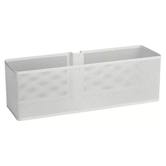 Elfa Classic by Elfa Gitterkorb - L x B x H: 13,6 x 43,5 x 14,4 cm, Weiß - Weißer rechteckiger Organizer aus Lochblech mit zwei Fächern, zum Aufhängen geeignet.