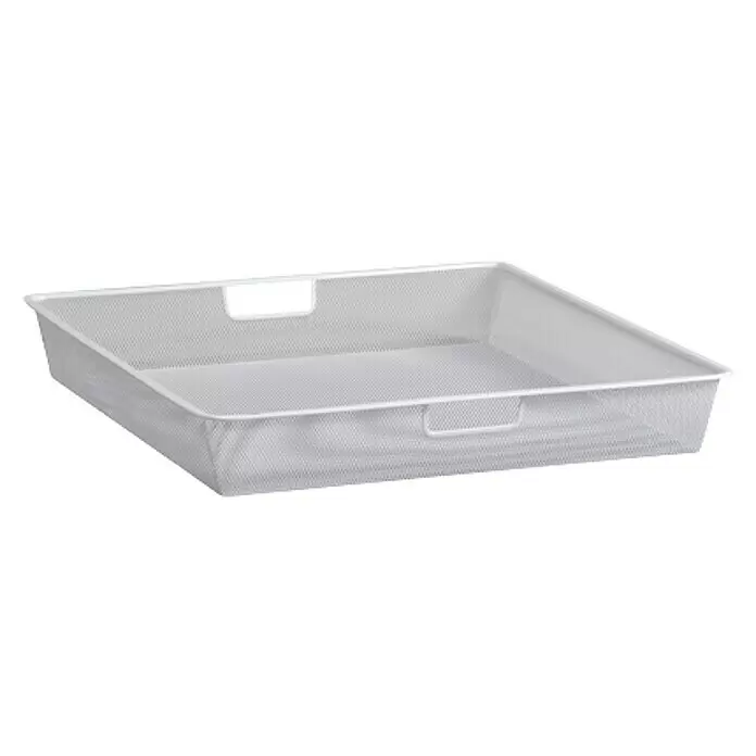 Elfa Classic by Elfa Gitterkorb für Korbregalsystem - L x B x H: 52,7 x 52,7 x 8,5 cm, Weiß - Weißes rechteckiges Metallgitterfach mit zwei Griffen, ideal zum Organisieren.