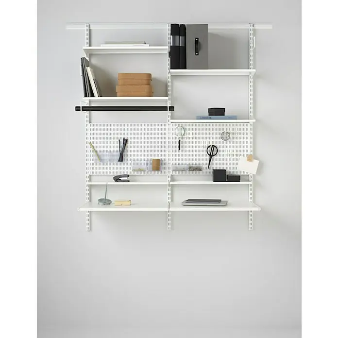 Elfa Classic by Elfa Ringhaken - Weiß, Passend für: Regalsystem Classic by Elfa, 3 Stk. - Wandregal mit weißen Regalen und Lochplatte, ideal zur Organisation von Arbeitsmaterialien und Büchern an der Wand.