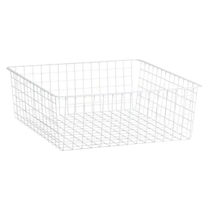 Elfa Classic by Elfa Drahtkorb für Korbregalsystem - L x B x H: 50 x 50 x 18 cm, Weiß - Weißer rechteckiger Drahtkorb aus Metall zur Aufbewahrung.