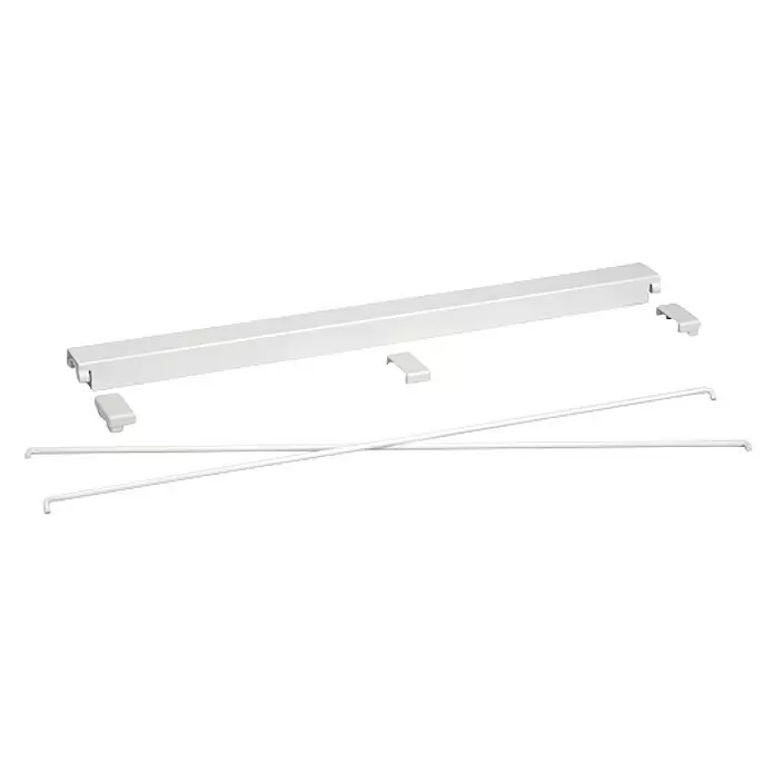 Elfa Classic by Elfa Stabilisierungs-Set - L x B x H: 4 x 60,5 x 3,1 cm, Weiß - Weißes, rechteckiges Jalousie-Kopfprofil, mehrere Montagehalterungen und zwei gebogene Bedienungsstäbe.