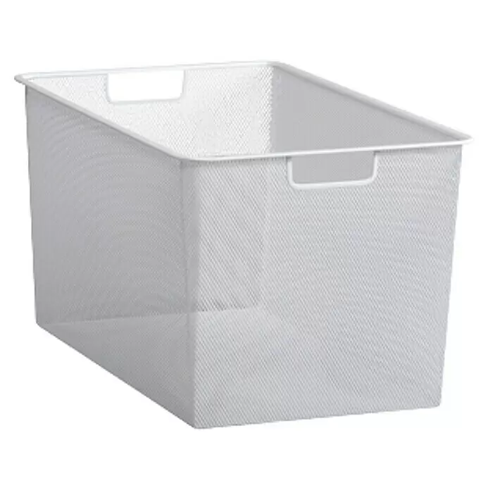 Elfa Classic by Elfa Gitterkorb für Korbregalsystem - L x B x H: 52,7 x 32,7 x 28,5 cm, Weiß - Weißer rechteckiger Metallgitter-Aufbewahrungskorb mit Griffen.