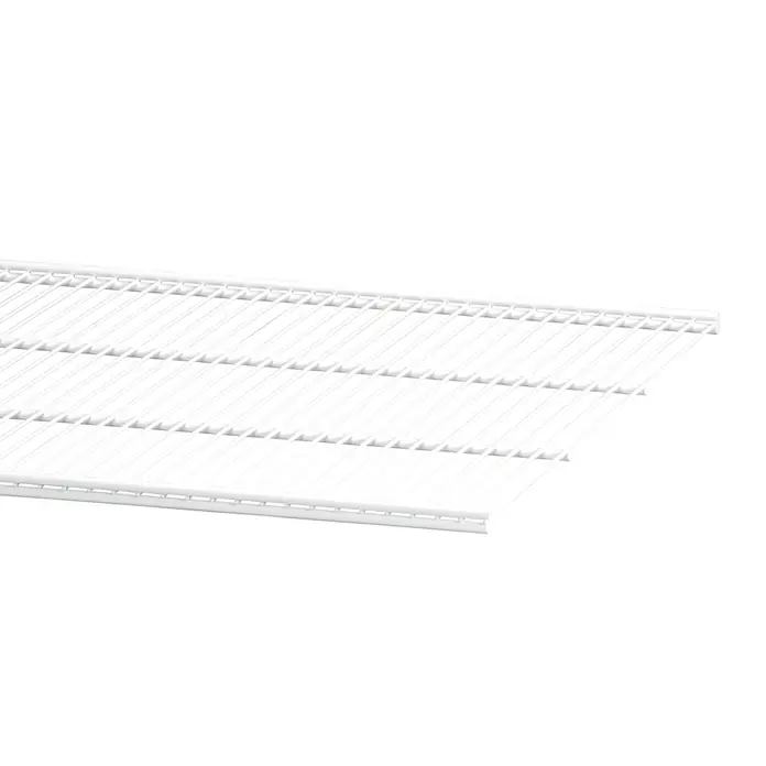 Elfa Classic by Elfa Gitterfachboden - L x B x H: 50 x 90 x 1,4 cm, Weiß - Nahaufnahme eines weißen Drahtregals, das eine robuste und dennoch leichte Aufbewahrungslösung für verschiedene Anwendungen bietet.