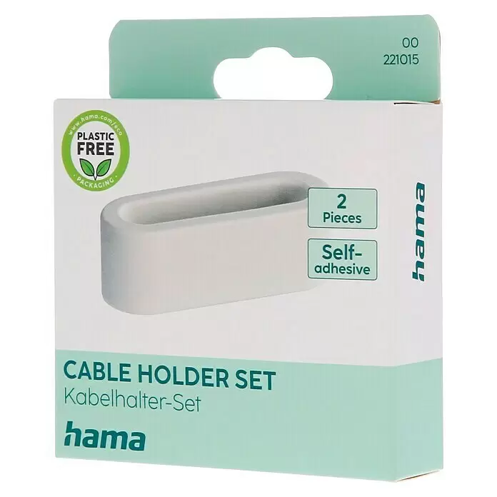 Hama Kabelhalter - 2 Stk., Weiß, 6,5 x 2 x 2 cm - Zwei selbstklebende weiße Hama Kabelhalter.