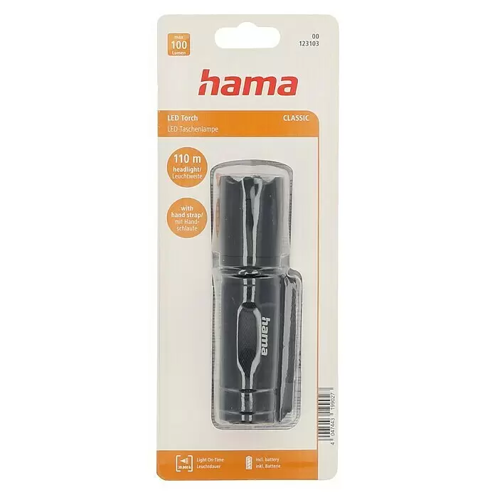 Hama Classic Taschenlampe C-98, Schwarz – Robuste Handlampe Für Unterwegs & Notfälle